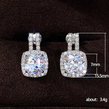 Load image into Gallery viewer, Huitan Fashion Silver Color CZ Stud Earrings for Women Bling Bling AAA White Cubic Zirconia Statement Earrings Hot Sale Jewelry