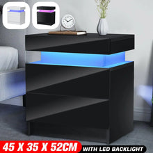 Load image into Gallery viewer, 7 Type Modern Luxury LED Light Nightstand w/2 Drawers Organizer Storage Cabinet Bedside Tea Table Bedroom Furniture for Night