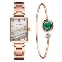 Load image into Gallery viewer, 2pcs Set Luxury Women Watches Magnetic Green Stone Female Clock Quartz Wristwatch Fashion Simple Square Watch Relogio Feminino