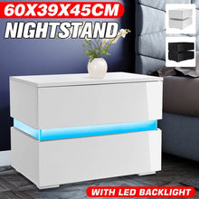 Load image into Gallery viewer, 7 Type Modern Luxury LED Light Nightstand w/2 Drawers Organizer Storage Cabinet Bedside Tea Table Bedroom Furniture for Night