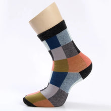 Load image into Gallery viewer, 5 Pairs/Lot Combed Cotton Men's Socks Compression Socks Fashion Colorful Square Happy Dress Socks Men Size 39-45