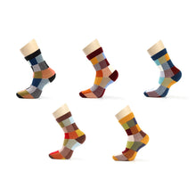 Load image into Gallery viewer, 5 Pairs/Lot Combed Cotton Men's Socks Compression Socks Fashion Colorful Square Happy Dress Socks Men Size 39-45