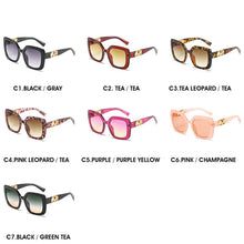 Cargar imagen en el visor de la galería, Gafas de sol cuadradas para mujer, gafas de gran tamaño con montura grande, leopardo negro UV400
