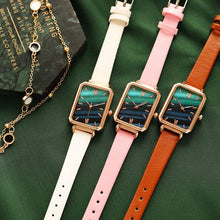 Load image into Gallery viewer, 2/PCS Ripple Retro Watches Women Fashion Exquisite Green Quartz, Simple Small Female Leather Wrist Watch