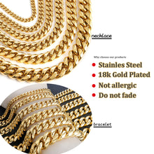 Load image into Gallery viewer, 6-18mm Wide Golden Miami Cuban Chain for Men Women Hip-hop Stainless Steel Necklace Bracelet Fashion Jewelry Pop Accessories