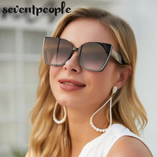 Cargar imagen en el visor de la galería, Gafas de sol de ojo de gato de gran tamaño para mujer, gafas de sol cuadradas con montura grande a la moda de marca de lujo para hombre, gafas de ojo de gato de moda Retro