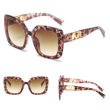 Cargar imagen en el visor de la galería, Gafas de sol cuadradas para mujer, gafas de gran tamaño con montura grande, leopardo negro UV400