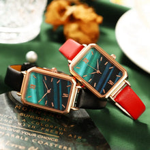 Load image into Gallery viewer, 2/PCS Ripple Retro Watches Women Fashion Exquisite Green Quartz, Simple Small Female Leather Wrist Watch