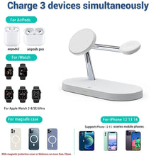 Load image into Gallery viewer, 3 in 1 Wireless Charger Stand For iPhone 12 13 14 15 Magsafe Charger Airpods Pro Apple Watch 9 8 7 6 QI Fast Charging Station