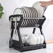 Load image into Gallery viewer, Dish Drying Rack Kitchen Storage Double Layer Shelf Knife Fork Container Holder Cutting Board Stand