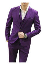 Load image into Gallery viewer, Men's Suit Peaked Lapel 3 Pieces 1 Button Groom Tuxedos Wedding Suit For Men Set Custom Made(Jacket+Pants+Vest)