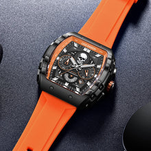 Load image into Gallery viewer, LIGE Fashion Silicone Men's Watches Skeleton Skull Big Dial Military Watch Men Chronograph Quartz Wrist Watch for Men