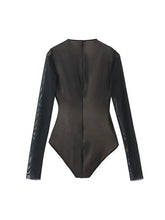 Cargar imagen en el visor de la galería, TRAF tul elegante Sexy ceñido al cuerpo mujer de manga larga sin espalda playa vacaciones mono ajustado mujer mono Chic mamelucos