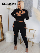 Load image into Gallery viewer, CM.YAYA Active Women Clover Two 2 Piece Set Outfits Long Sleeve T-shirt and Legging Pants Fashion Yoga Tracksuit Sweatsuit