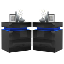 Cargar imagen en el visor de la galería, Mesitas de noche LED RGB, mesa con 2 cajones, organizador de almacenamiento, mesita de noche, muebles, mesa de centro, mesa auxiliar, muebles para sala de estar HWC