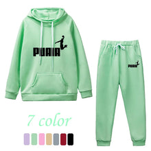 Load image into Gallery viewer, Womens Pant Sets Fashion, Casual Hooded Sweatshirt Suit High Quality Print Outfits Macaron Color Tracksuit