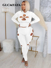 Load image into Gallery viewer, CM.YAYA Active Women Clover Two 2 Piece Set Outfits Long Sleeve T-shirt and Legging Pants Fashion Yoga Tracksuit Sweatsuit