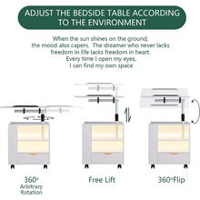 Load image into Gallery viewer, HNEBC Auto LED Nightstand with 2USB Charging Station,White Nightstand Has Adjustable Rotary Table,Bedside Tables with One Drawer