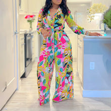 Charger l'image dans la galerie, Spring Summer New Long Sleeved Printed Suit For Women Fashion Wide Leg Trousers Two Piece Set