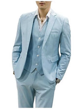Load image into Gallery viewer, Men's Suit Peaked Lapel 3 Pieces 1 Button Groom Tuxedos Wedding Suit For Men Set Custom Made(Jacket+Pants+Vest)