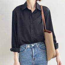 Load image into Gallery viewer, Loose Shirts for Women Top Turn-down Collar Solid Female Shirts Casual Office Spring Summer Blouses 11354