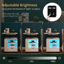 Load image into Gallery viewer, HNEBC Auto LED Nightstand with 2USB Charging Station,White Nightstand Has Adjustable Rotary Table,Bedside Tables with One Drawer