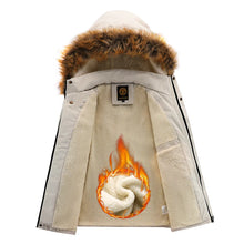 Charger l'image dans la galerie, Hommes hiver chaud polaire épais coupe-vent veste manteau Parkas hommes mode col de fourrure détachable à capuche imperméable veste hommes