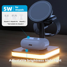 Load image into Gallery viewer, 4 in 1 Wireless Station Fast Charger LED Night Light for iPhone 12 13 Airpods 3 2 Pro iWatch Compatible with Magsafe Case