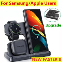 Load image into Gallery viewer, 3 In 1 Wireless Charger Stand Pad For iPhone 15 14 13 Samsung S22 S21 Galaxy Watch 5 4 3 Active Buds Fast Charging Dock Station