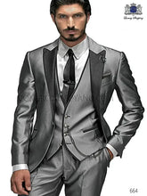Load image into Gallery viewer, Men's Suit Peaked Lapel 3 Pieces 1 Button Groom Tuxedos Wedding Suit For Men Set Custom Made(Jacket+Pants+Vest)