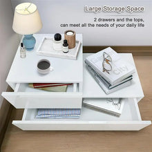 Load image into Gallery viewer, Wfs Nightstand, Bed Table,End Tables,Home Furniture,with LED Light,Modern,2 Drawers (white-16.1inchheight)