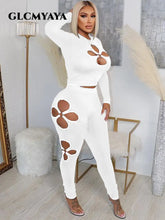 Load image into Gallery viewer, CM.YAYA Active Women Clover Two 2 Piece Set Outfits Long Sleeve T-shirt and Legging Pants Fashion Yoga Tracksuit Sweatsuit