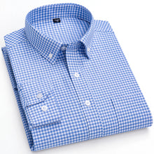 Load image into Gallery viewer, Men's Plaid Regular Checkered Casual Shirts Long-Sleeve Pocket Oxford Cotton