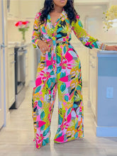 Charger l'image dans la galerie, Spring Summer New Long Sleeved Printed Suit For Women Fashion Wide Leg Trousers Two Piece Set