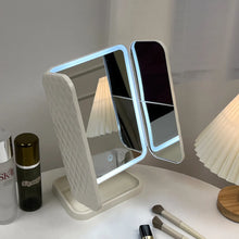 Cargar imagen en el visor de la galería, Espejo de maquillaje triple, luces LED, espejo de tocador para dormitorio, belleza Ilumina tu luz de relleno con un espejo de maquillaje complementario inteligente