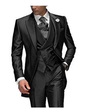 Load image into Gallery viewer, Men's Suit Peaked Lapel 3 Pieces 1 Button Groom Tuxedos Wedding Suit For Men Set Custom Made(Jacket+Pants+Vest)