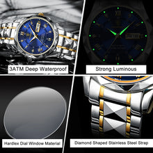 Cargar imagen en el visor de la galería, Reloj de pulsera POEDAGAR de lujo para hombre, resistente al agua, luminoso, con fecha y semana, relojes de cuarzo de acero inoxidable