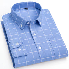Load image into Gallery viewer, Men's Plaid Regular Checkered Casual Shirts Long-Sleeve Pocket Oxford Cotton