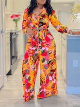 Charger l'image dans la galerie, Spring Summer New Long Sleeved Printed Suit For Women Fashion Wide Leg Trousers Two Piece Set