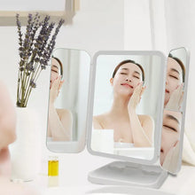 Cargar imagen en el visor de la galería, Espejo de maquillaje triple, luces LED, espejo de tocador para dormitorio, belleza Ilumina tu luz de relleno con un espejo de maquillaje complementario inteligente