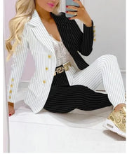 Load image into Gallery viewer, Formal Office Pant Sets Women 2PCS Double Breasted Solid Blazers Jacket and Pants Two Pieces Set Female Pant Suits Sets