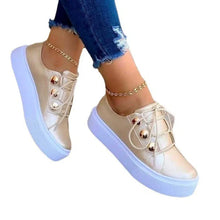 Load image into Gallery viewer, Summer Women Fashion Round Toe Shoes, Plus Size Casual Sneakers, Lace Up Flats On Tennis Shoes
