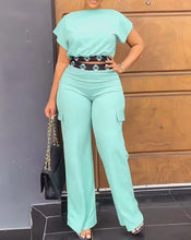 Cargar imagen en el visor de la galería, Two Piece Sets Women Outfit Summer Fashion Boat Neck Short Sleeve