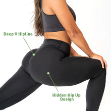 Cargar imagen en el visor de la galería, SHINBENE Sculpt Peach cintura alta V corte trasero gimnasio Fitness medias pantalones de Yoga oculto Scrunch Butt Leggings deportivos para mujeres