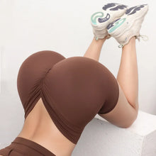 Cargar imagen en el visor de la galería, Pantalones de Yoga con escote en V para mujer, pantalones cortos para Fitness, correr, deporte, mallas de cintura alta, ciclismo, trotar, ropa activa, gimnasio ajustado