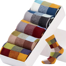 Load image into Gallery viewer, 5 Pairs/Lot Combed Cotton Men's Socks Compression Socks Fashion Colorful Square Happy Dress Socks Men Size 39-45