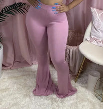 Cargar imagen en el visor de la galería, Pantalones de correr de cintura alta para mujer, informales, grandes, de Color sólido, elásticos, de pierna ancha, acampanados, mallas, pantalones de chándal drapeados