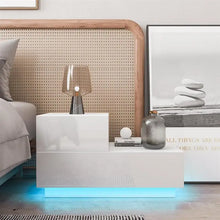 Load image into Gallery viewer, Wfs Nightstand, Bed Table,End Tables,Home Furniture,with LED Light,Modern,2 Drawers (white-16.1inchheight)