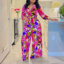 Charger l'image dans la galerie, Spring Summer New Long Sleeved Printed Suit For Women Fashion Wide Leg Trousers Two Piece Set