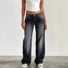 Load image into Gallery viewer, Jeans Women Denim Wide Leg Loose Casual Pockets High Waist Straight